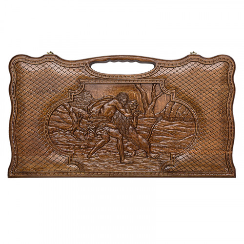 Нарды резные "Самсон и лев" с ручкой Нарды резные "Самсон и лев" с ручкой